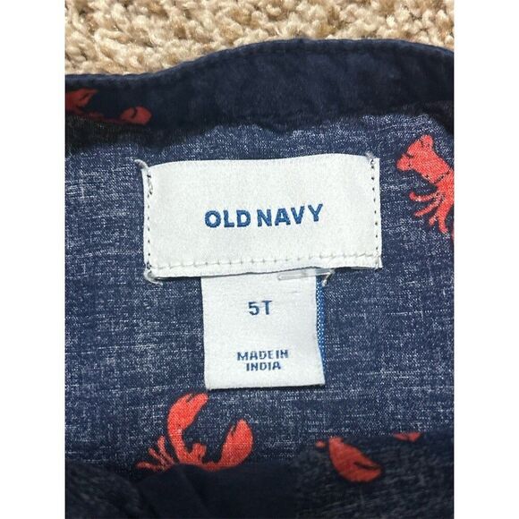 Old Navy Girls Blouse Size 5T Blue Lobster Print Tunic 3/4 Sleeve - Picture 3 of 4